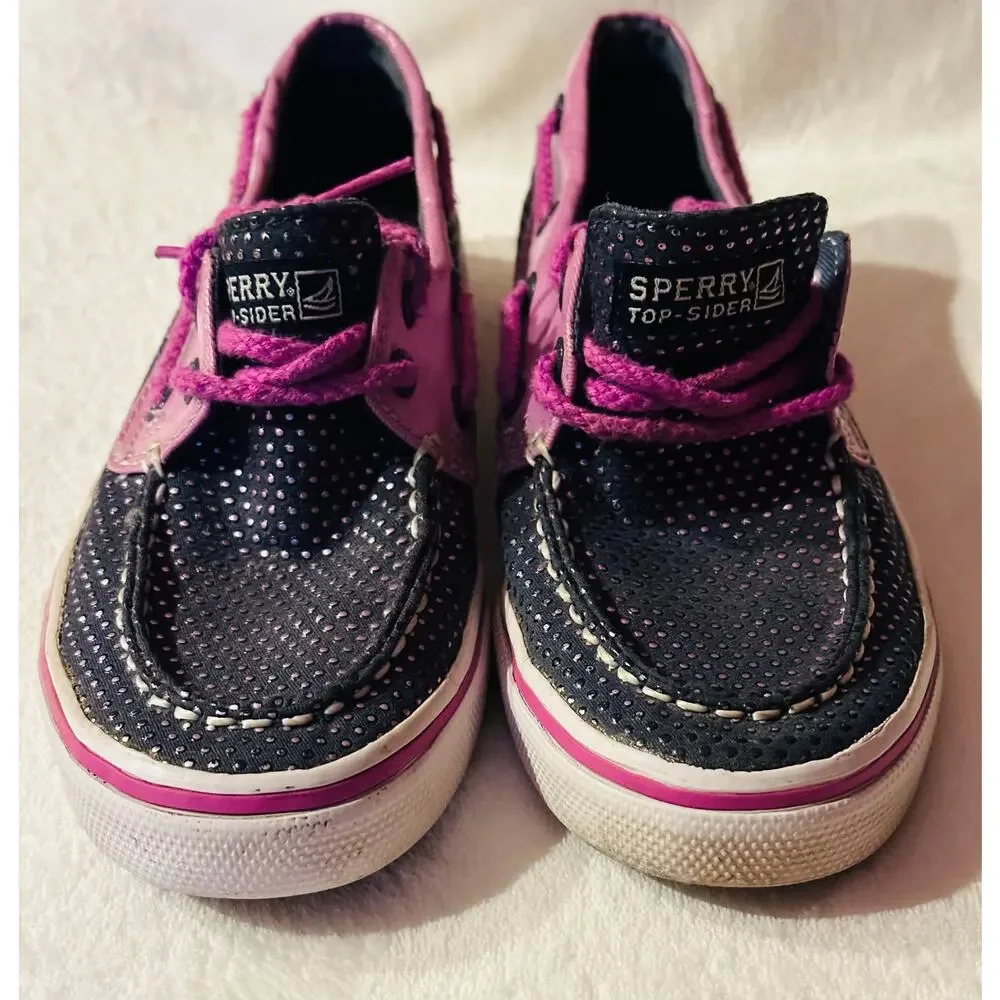 Sperry Girls Top-Sider Bahama Navy/Purple Dot Us 2.0M boat Shoes preppy slip-on